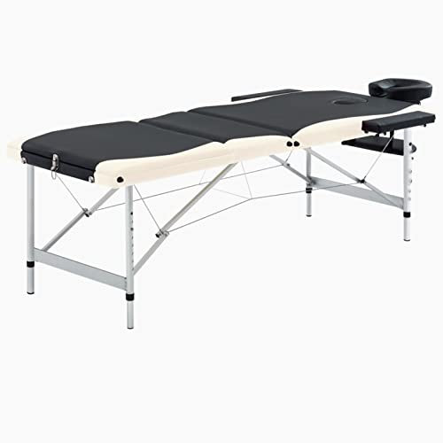 Festnight Kosmetikliege Klappbar Massageliege Tattooliege Kosmetikstuhl 3 Zonen Therapieliege Massagetisch Professionelle Massagebett Schönheitsstuhl Höhenverstellbar Schwarz und Beige