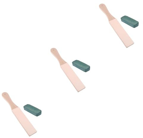 UKCOCO 3 Set Di Coltelli in Legno Set Di Affilacoltelli in Pelle Pasta Per Affilare I Coltelli Da Cucina 2 Pezzi * 3