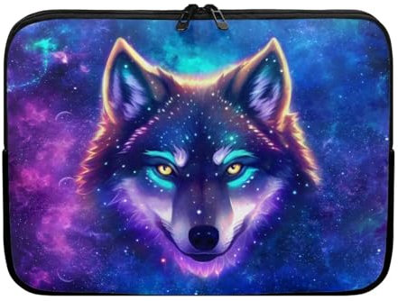 UOIMAG Housse Galaxy Wolf pour ordinateur portable de 10 pouces - Étui de protection pour ordinateur portable - Sac de transport pour garçons et filles
