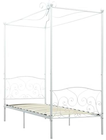 QZZCED Hotelbetten Luxus-Betten Tagesbett Schlafzimmer-Betten Himmelbett-Gestell Weiß Metall 90 x 200 cm für Schlafzimmer, Hotels, Wohnungen