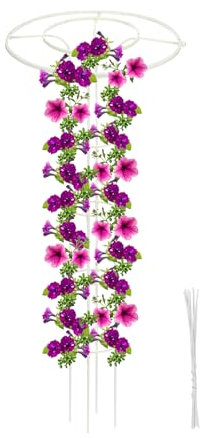 PATIKIL Treillis de Jardin pour Plantes Grimpantes Extérieures, Tour de Treillis Métallique Vertical de 180 cm pour Plantes de Vigne, Légumes, Fruits et Fleurs, Support Intérieur, Blanc