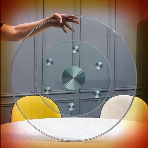 QSPNVFB Grande Vassoio Girevole in Vetro Temperato, 100cm Lazy Susan Piatto Girevole per Tavolo da Pranzo Centrotavola, Piatto da Portata Girevole(24inch(60cm))