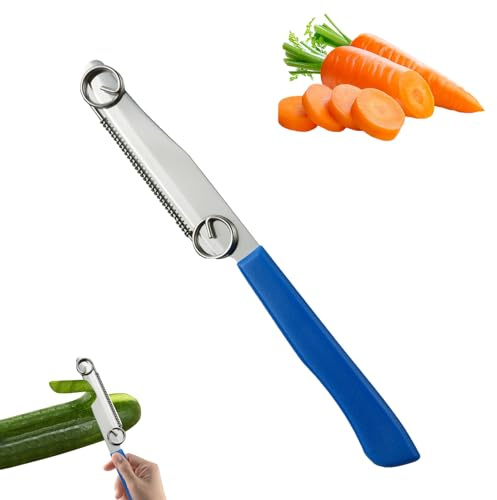 Schnell Schneidemesser, 3 In 1 Edelstahl Kartoffelschäler mit Verstellbarer Feder, Gemüseschneider Leicht zu Reinigender, Multifunktionale Schälmesser für Gemüse und Obst (1 Stück)