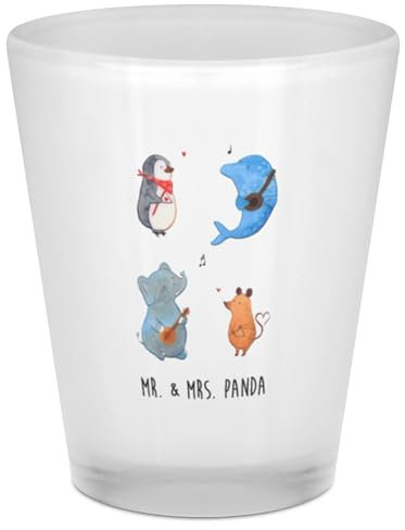 Mr. & Mrs. Panda Schnapsglas Big Band - Geschenk, Pinguin, Delfin, Shot Glas, Gitarre, Hund, Shotgläser, Likörgläser, Stamperl, Kurzen, Musik, Elefant, Schnapsgläser, Lustige Sprüche