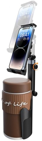 Yianyal Soporte de teléfono para Vasos,Soporte de teléfono para Taza de Coche | Extensor de portavasos de Coche | Fácil instalación, rotación de 360 Grados, Altura Ajustable, Bola