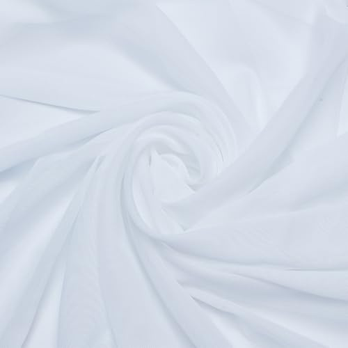 HOBBIESAY White Chiffon Fabric 3m x 1.5m Soft Draping Fabrics Tulle Fabric Transparent Satin Plain Polyester for Wedding Decoration DIY Project Gift Ribbon Tutu Skirt Sewing Crafting