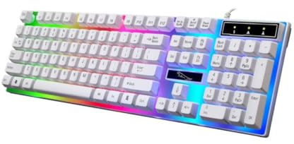 Clavier USB Rétroéclairé pour Ordinateur, Design Blanc en Plastique | Filaire, Portable et Facile à Transporter, Usage Extérieur et Voyage, Style Épuré