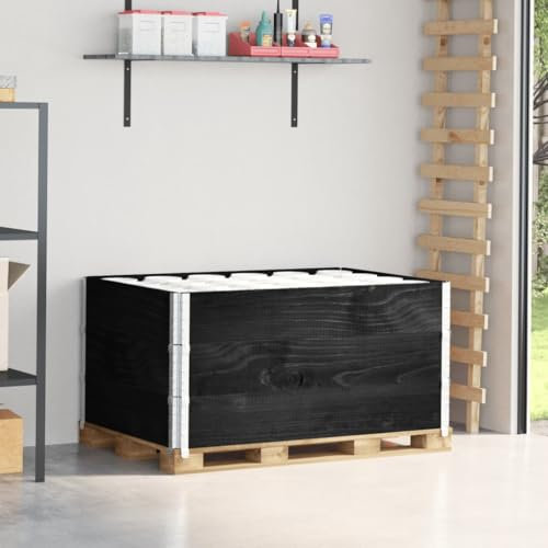 Juroupi Pallet Collars 3 pcs Black 120x80 cm Solid Wood Pine,Pallet Collars,Versatile for Storage or Raised Garden Bed,Space Saving-3295367