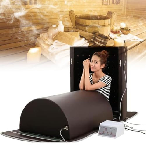 LQQYJSM Combinaison Dôme Sauna Portable Et Tapis Luxe, Sauna Professionnel Body Shaper À 3 Zones avec Télécommande, Sauna Infrarouge À Couverture Complète À 360 Degrés,Brown