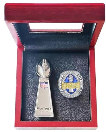 HYKJSHED Fantasy Football Rings 2025 Championship Rings Collection FFL Championship Trophy Geschenkbox Ring-Displaybox Fantasy Football-Trophäe
