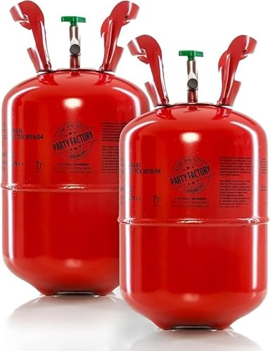 Confezione da 2 bottiglie di elio (0,40 m³ ciascuna) – Gonfia fino a 100 palloncini | Bottiglie usa e getta per compleanno, matrimonio, festa, facile da usare – Zenda Club® (2 bottiglie elio, 2, 2)