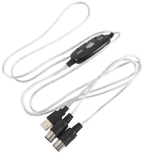 Quystetes USB MIDI Kabel Adapter, USB Typ A Stecker auf MIDI Din 5 Pin In-Out Kabelschnittstelle mit LED-Anzeige für Musik-Tastatur
