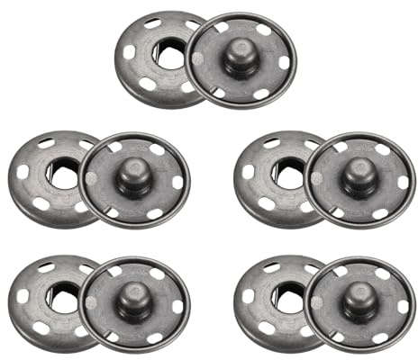 QUARKZMAN 5 set sömbara tryckknappsset, 23 mm sytillbehör metallknappar, pysselknappar, ersättningsknappar, syknappar för jacka, kläder, jeans, väskor, plånbok, handväska, knappar, svart