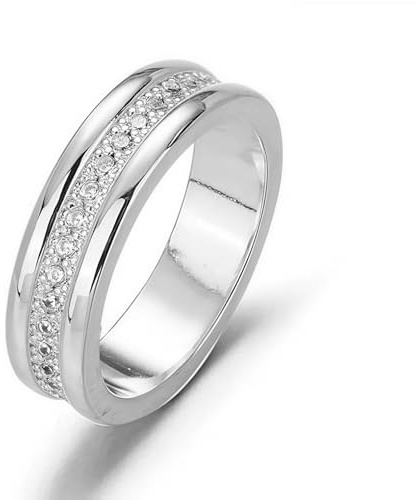 Anillo moderno para mujer, 6 mm de ancho, circonitas, color dorado o plateado, tallas 5-10, elegante joya para el día a día, compromiso, boda o regalo