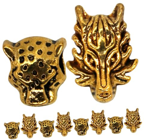PACKOVE 10 Stück Teiliges Dreadlock Haarperlen mit und Leopardenkopf Retro Haarschmuck für Zöpfe Dekorative Haaraccessoires für Männer und für Cosplay und Alltag