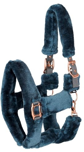Start Halfter Plüsch mit Teddy-Kunstfell – weich gepolstert & verstellbar – Komfort Nylon Halfter für Pferde, robust, langlebig & pflegeleicht (Grau, Full (Warmblut))