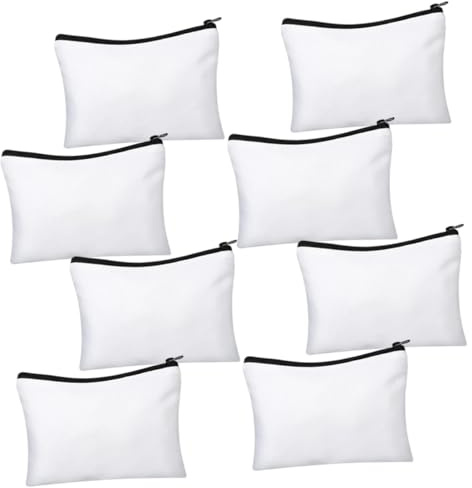 ARTSEWPLY 8 Sätze Teiliges Canvas Zipper Beutel Sublimierbare Makeup Stifttaschen Leere DIY Transfer Baumwolltaschen Kreative Aufbewahrung für Reisen Schule Camping Leicht und Kompakt