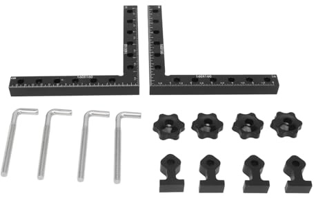 Baxnore Morsetto angolare professionale 90 gradi in lega di alluminio per la lavorazione del legno Morsetto ad angolo retto Quadrato di posizionamento di precisione per progetti di