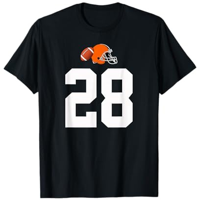 Americano Fútbol Casco Estilo Vintage Número 28 Camiseta