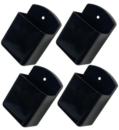 TOBBOMEY Support Mural Adhésif pour Télécommande de Climatiseur, Lot de 4 Pièces en Plastique Noir, Organisateur Mural pour Salon sans Perçage, Rangement Pratique et Gain de Place