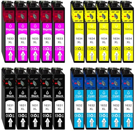 20 XL Druckerpatronen für Epson T1631 T1632 T1633 T1634 Nr.16 Nr.16XL für Epson Workforce WF-2010 WF-2510 WF-2520 WF-2530 WF-2540 WF-2630 WF-2650 WF-2660 WF-2750 WF-2760