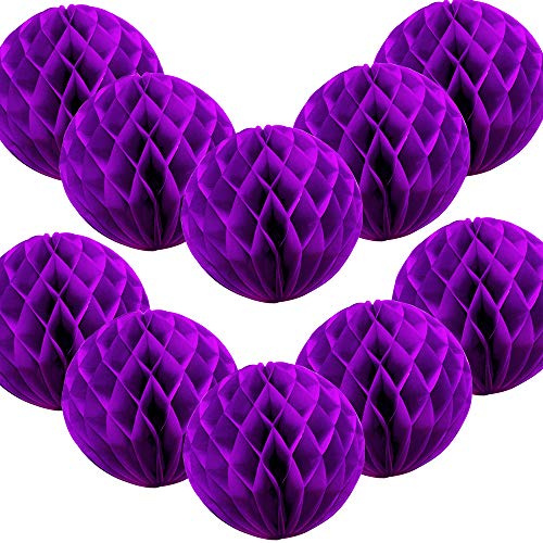 Time to Sparkle 10 Pack Tissue Paper Honeycomb Balls Table Centrepiece Lantern Garland Wedding Decoration | Ball-purple, 14(35cm) |
