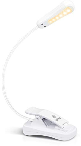 Vekkia 3000K Warm LED Rechargeable Book Light, Easy for Eyes, Clip on Reading Lights for Reading in Bed, Car & Travel, Lightweight Slim 2.1 oz. Perfect for Readers (Elegant White)