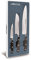 Arcos Juego de 3 Cuchillos de Cocina: 1 Cuchillo Mondador + Santoku + Cuchillo Chef. Set Cocinero con Hoja de Acero Inoxidable y Mango en Polioximetileno. Serie Riviera. Color Negro