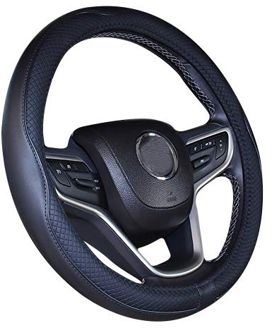 Mayco Bell 2019 New Mikrofaser Leder Auto Extra Large 17 18 19 Zoll Lenkradbezug für Big Trucks (Schwarz, 41.5-42 cm)