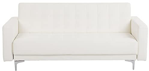 Beliani Moderner 3-Sitzer Sofa Kunstleder weiß Aberdeen