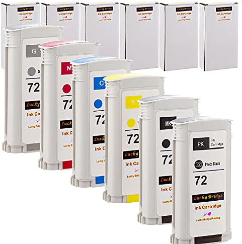 LKB HP72 Druckerpatronen, f眉r 130 ml, Verwendung mit Designjet T1100 T1200 T1100ps T1120 SD-MFP T1120ps T2300 T610 T620 T770 Serie, 6 St眉ck