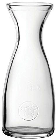 We Can Source It Ltd - Glass Carafe 1 Litre Jug with Embossed Grapes – Juice, Wine & Cocktail Pitcher for Bars, Restaurants, Parties & Home – Durable Serving Carafe with Modern Design - Pack of 6