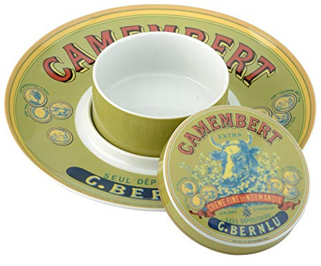 BIA International - Camembert Baking Dish and Cheese Plate - Porcelain Cheese Baker Set - Green - Gifting a Cheese Set