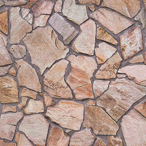 Bruchsteintapete in Beige und Grau | Naturstein Tapete in 3D Optik | Vliestapete in Steinoptik ideal für Wohnzimmer und Küche