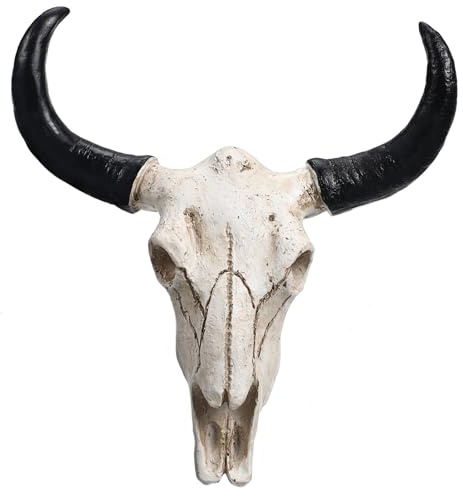 VORCOOL 1PC Long Horned Cow Skull Wall Hanging Skeleton Cow Long Horned Wall Hanging Halloween Decoration Props for Home Decorating