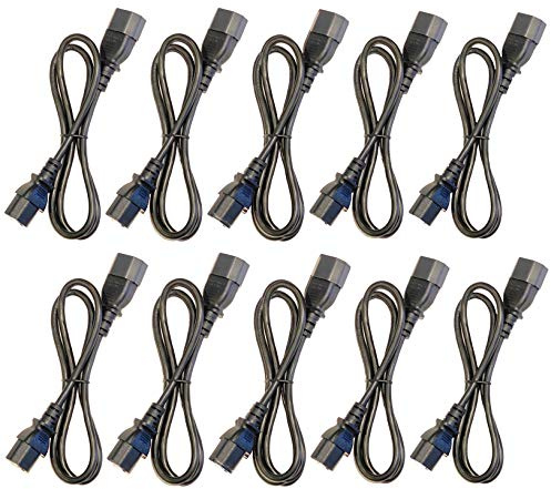 (10) 3 Foot IEC 320 NEMA C13 C14 10A 18AWG AC Power Cord Cables PDU to CPU