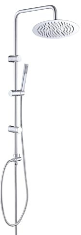 Görbach Regendusche Duschsystem Edelstahl Duschset ohne Armatur, Chrom Duschgarnitur Duschstangeset mit Rund Kopfbrause D20cm