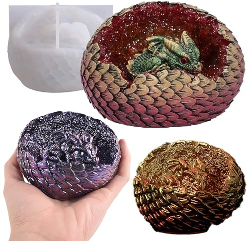 Dragon Egg Molds Dinosaur Resin Mold - Resin Casting Silicone Molds for Home Decor & Candle Making Wave Spiral Mold