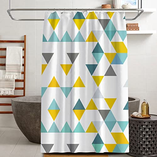 Hoisy Duschvorhang Anti Schimmel, Anti Schimmel Duschvorhang Dreiecksgitter Weiß Grün Gelb Grau Größe 150X200CM