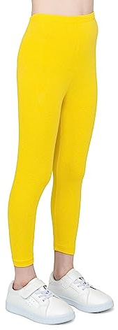 infatti Leggings de algodón para niñas, Pantalones Suaves y cómodos para niños, Entrenamiento Informal, Estilo Elegante, Ropa básica Zoe, Amarillo 128 cm (8 años)