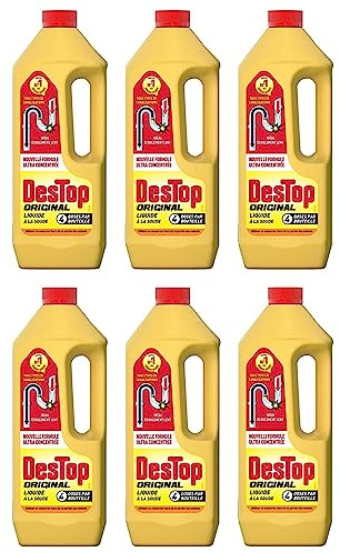 DESTOP Limpiador de drenaje líquido original, 4 latas por botella de 950 ml, paquete de 6