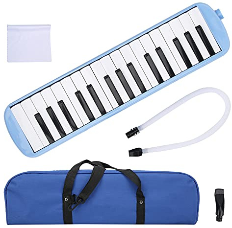 Melodica, 32-Tasten-Melodica-Instrument, ABS-Wind-Schwarz-Weiß-Tasteninstrument mit Blasrohr, Mundstück, Wischtuch und Stofftasche für Anfänger-Musiktrainingsset
