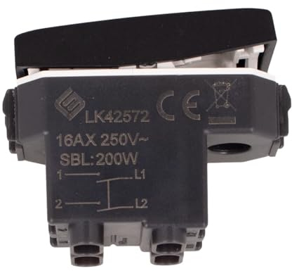 A2ZWORLD Interruptor bipolar 1P 16A 220V compatible con Bticino Living, compatible con Vimar Plana (negro)