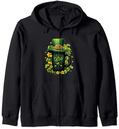 Chope à bière St Patrick Chapeau Leprechaun Fête irlandaise Sweat à Capuche