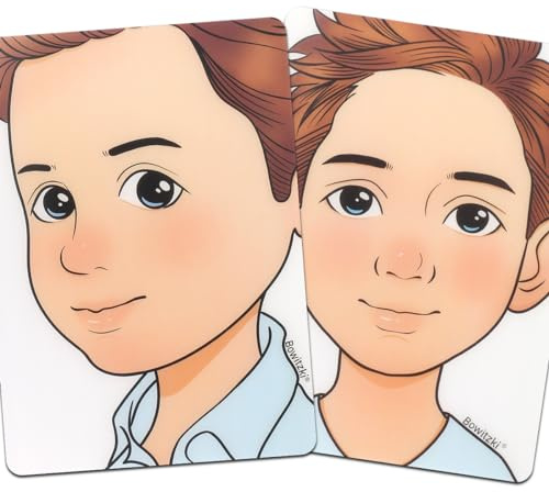 Bowitzki face painting practice board,2 pieces reusable colorful face paint practice board,painting makeup exercise template A4 size (Boy)