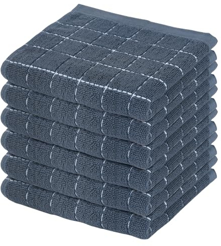 Mordimy - Paquete de 6 paños de Cocina de Tela de Toalla, 100% algodón, a Cuadros, ultrasuaves y absorbentes, Trapos Cocina, Secado rápido para Lavar Platos, 12 x 12 Pulgadas, Gris