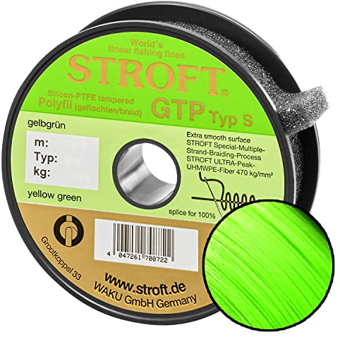 STROFT GTP typ S flätad fiskelina 125 m gulgrön S2-0,180 mm – 6 kg