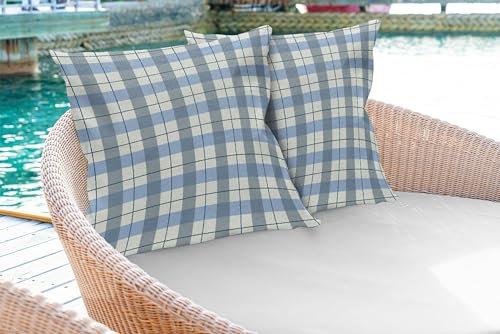 ABAKUHAUS Kariert Kissenbezug 2er-Pack, Traditionelles schottisches Tartan Plaid Texture Image Rural Style, Kissenhülle mit Reißverschluss Beidseitiger Druck, 65 x 40 cm, Blaugrau Hellblau