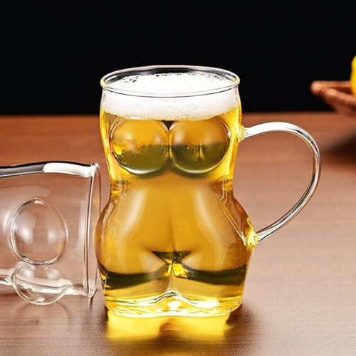 Lonsy Unique Pint Glass Body Shaped Beer Glasses Transparent Body Shape Glass Cup Creative Lady Body Shape Cocktail Glass for Vodka Whiskey Beer for Home Parties, Clubs, Events