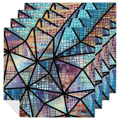 Stoffservietten, abstraktes buntes Dreiecksmuster, waschbar, Tischservietten für Hochzeit, Party, Abendessen, Weihnachten, 45,7 x 45,7 cm, 45,7 x 45,7 cm